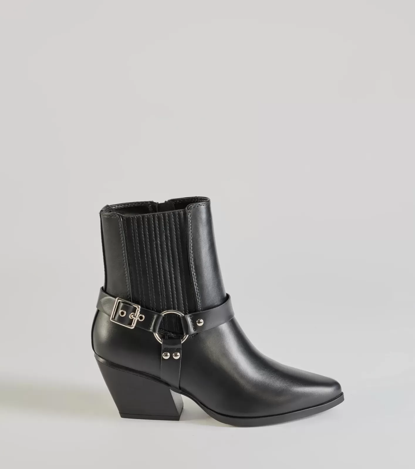 Windsor Sleek Strut Moto Western Ankle Booties BLACK Fashion