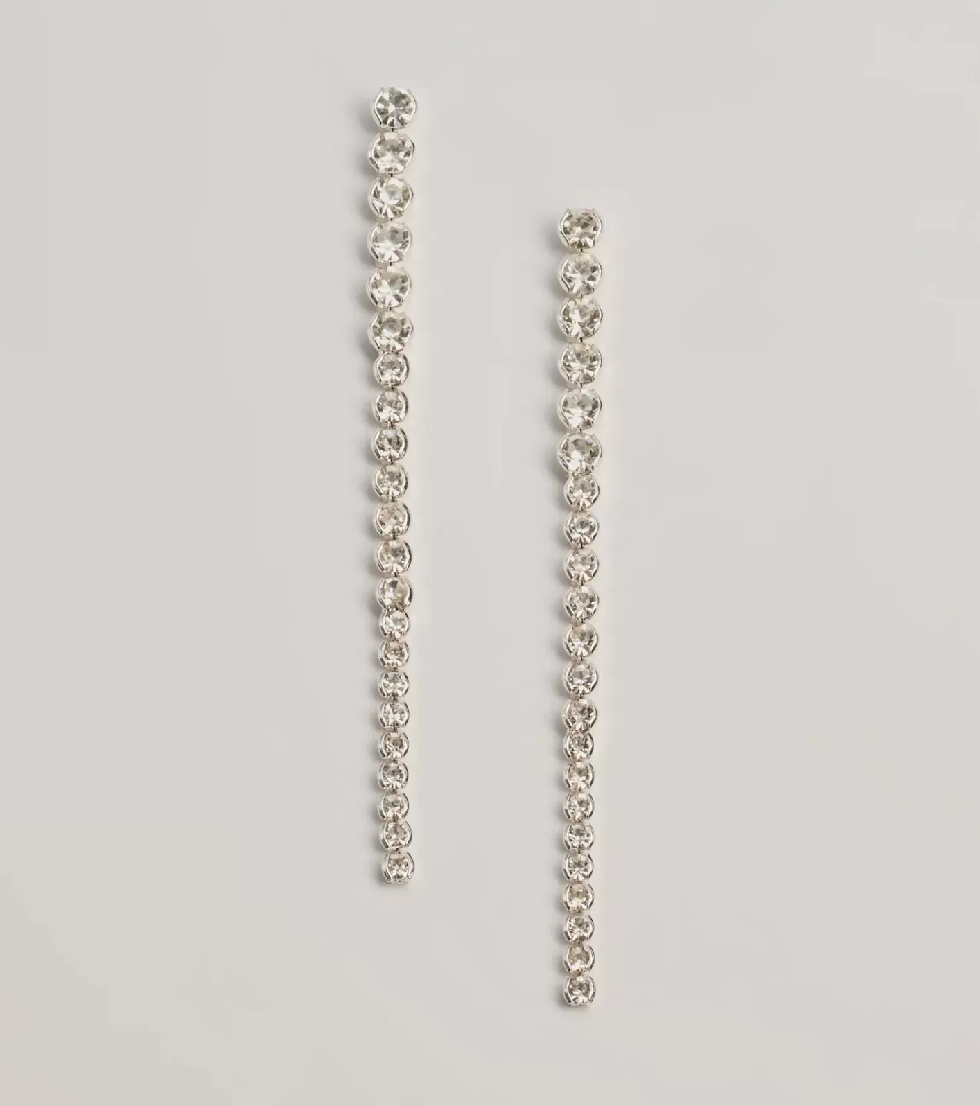 Windsor Sleek Styling Linear Rhinestone Earrings SILVER Hot