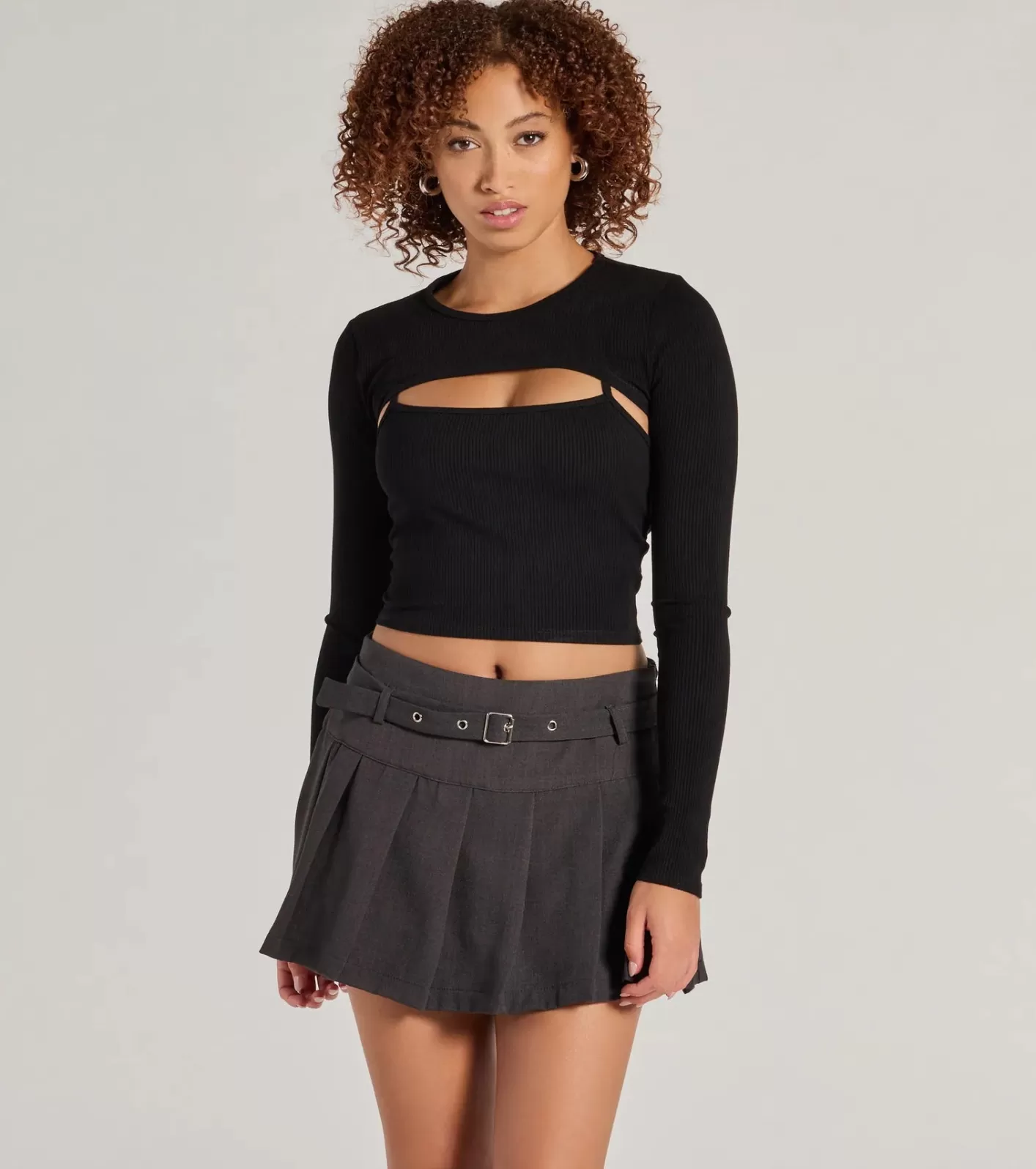 Windsor Snuggle Worthy Ribbed Knit Long Sleeve Top BLACK Cheap
