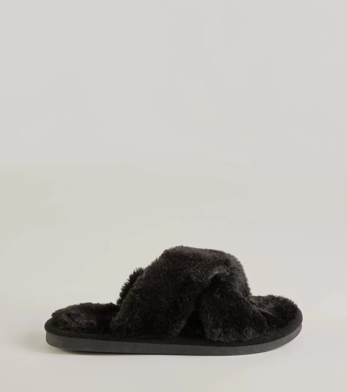 Windsor So Cozy Faux Fur Criss-Cross Slides BLACK Discount
