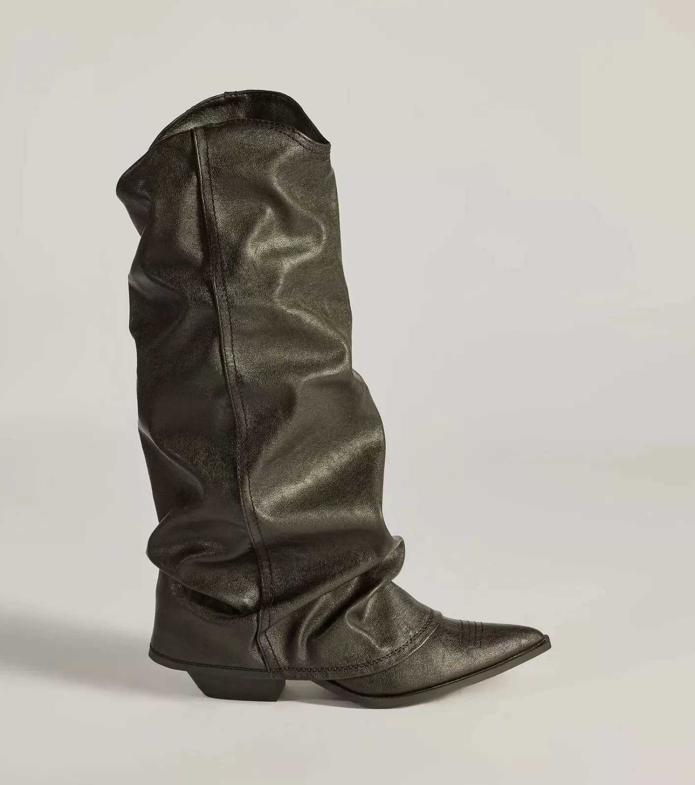 Windsor So The Drama Distressed Faux Leather Under-The-Knee Boots BLACK Outlet
