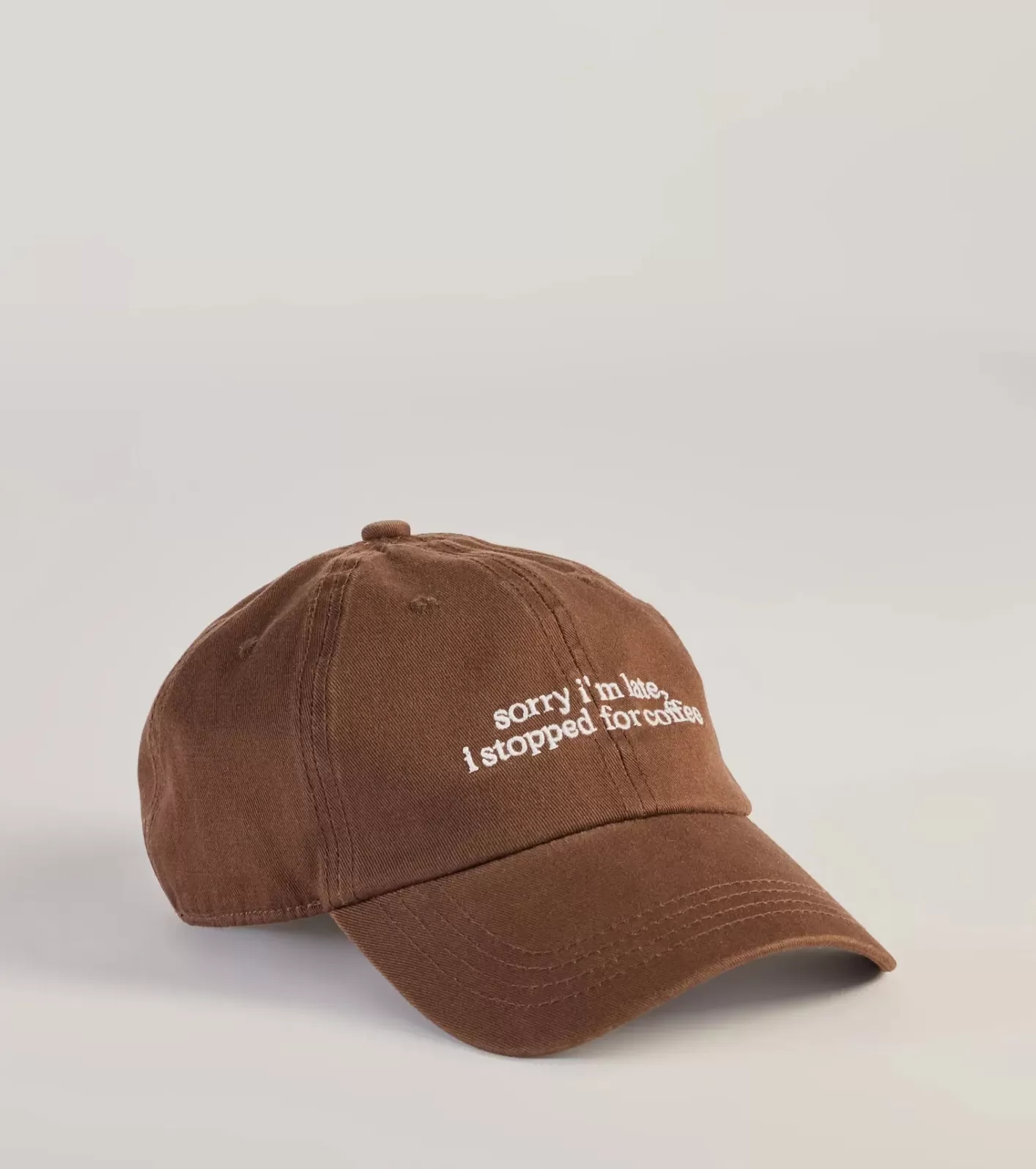 Windsor Sorry I'm Late, I Stopped For Coffee Baseball Cap BROWN Online