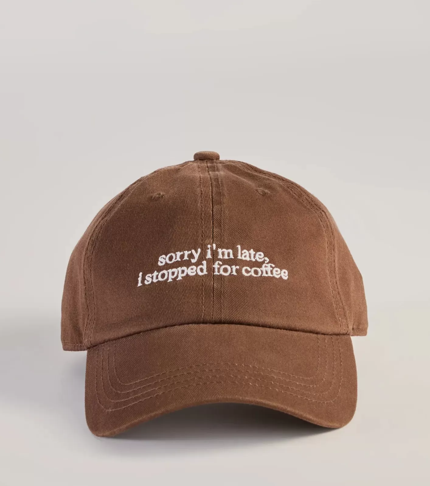 Windsor Sorry I'm Late, I Stopped For Coffee Baseball Cap BROWN Online