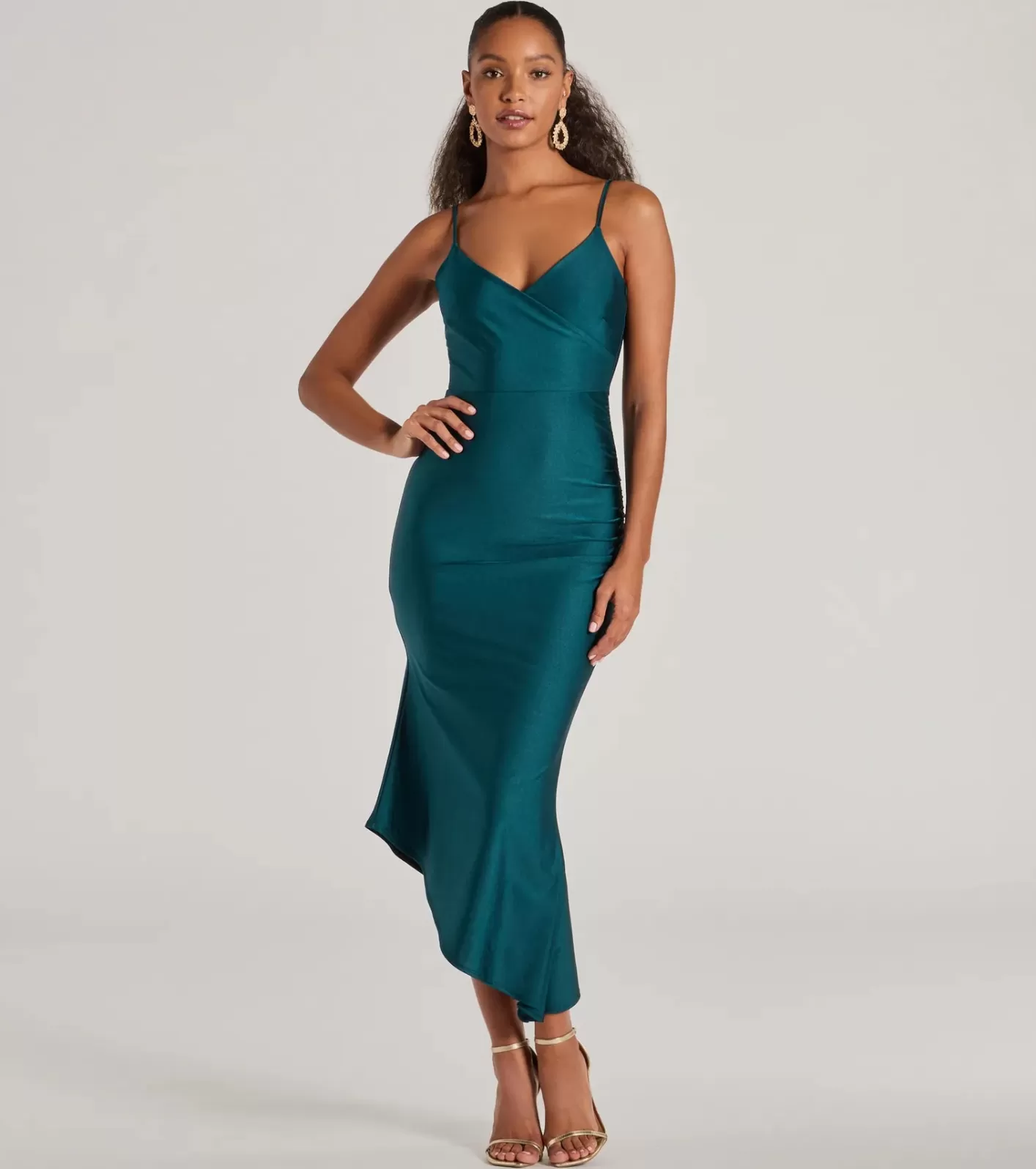 Windsor Spotlight Moment V-Neck Surplice Midi Dress HUNTER Best Sale