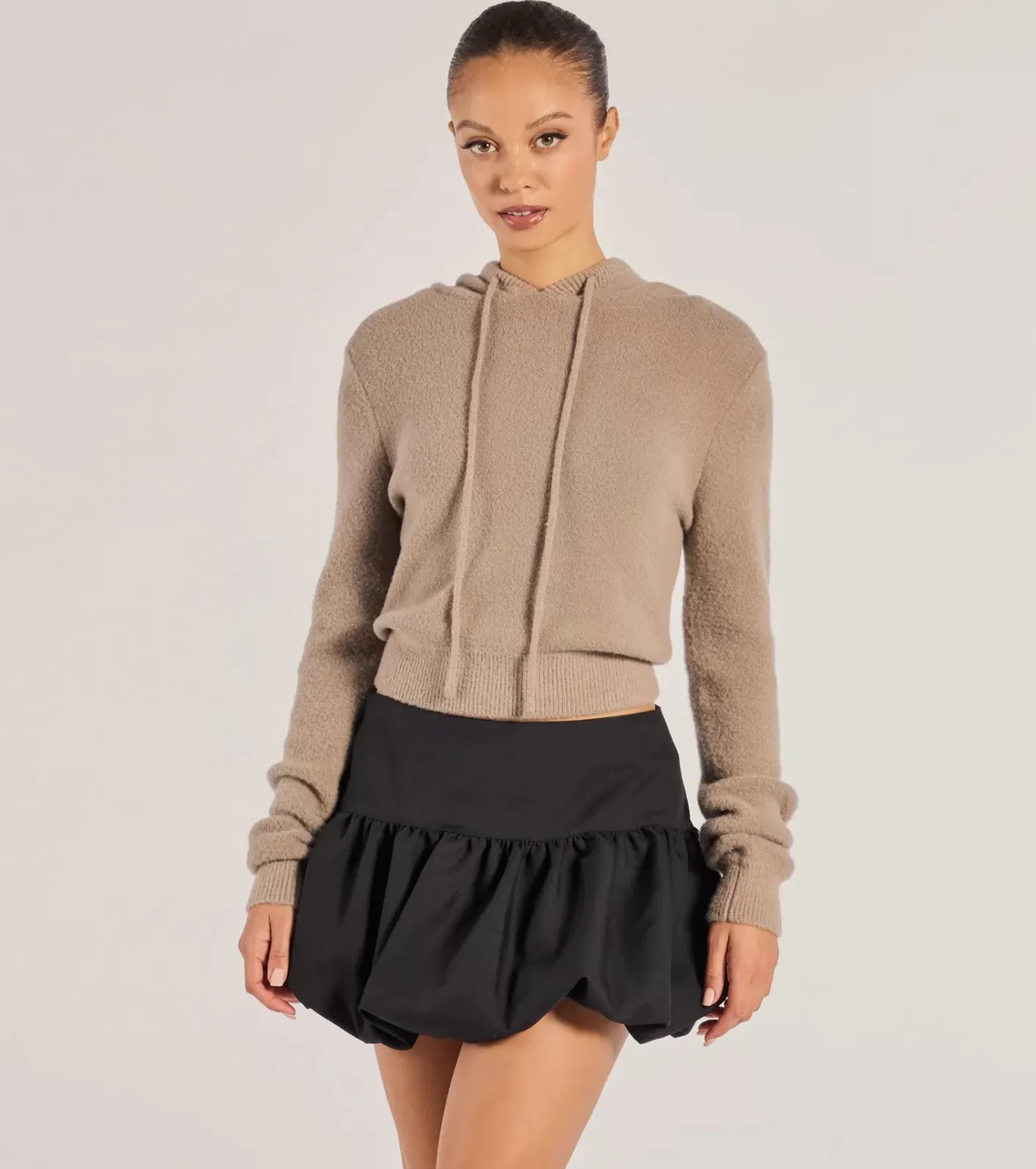 Windsor Stay Cozy Ribbed Knit Pullover Hoodie TAUPE Online