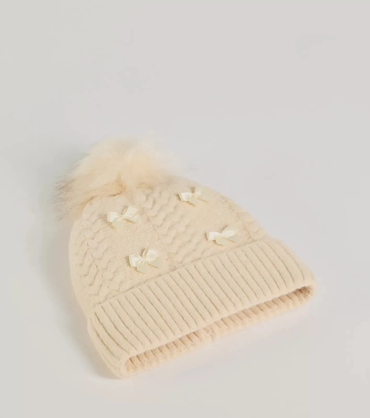 Windsor Stay Toasty Bow And Pom Knit Beanie IVORY Store
