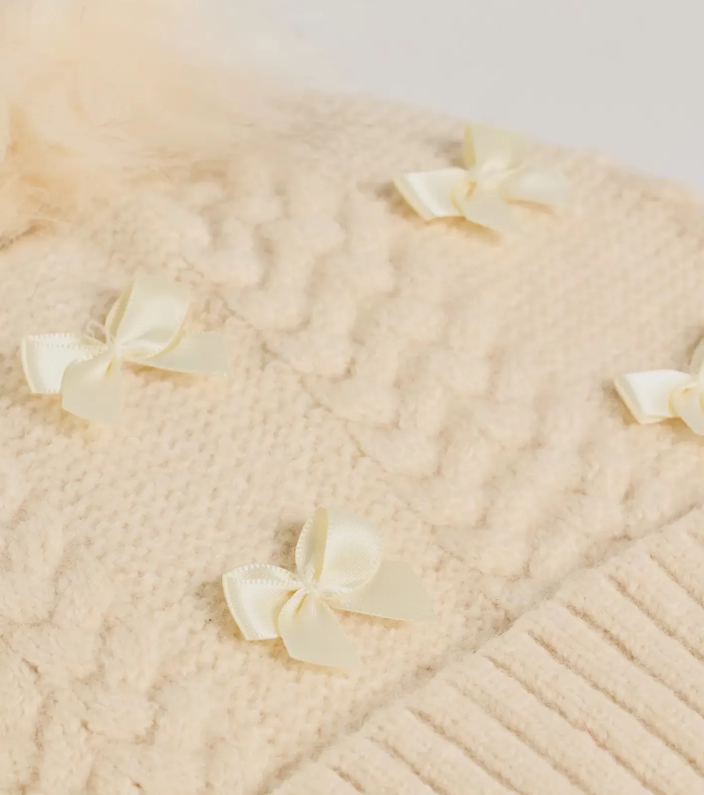 Windsor Stay Toasty Bow And Pom Knit Beanie IVORY Store