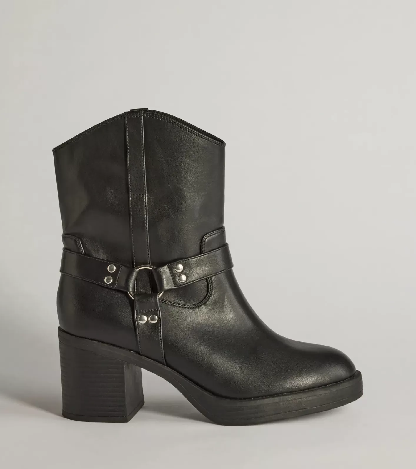 Windsor Strut It Out Moto Block Heel Platform Booties BLACK Best Sale
