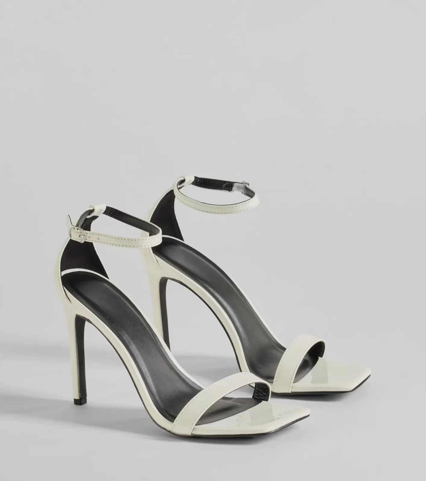 Windsor Style Pop Patent Faux Leather Stiletto Heels WHITE Best Sale