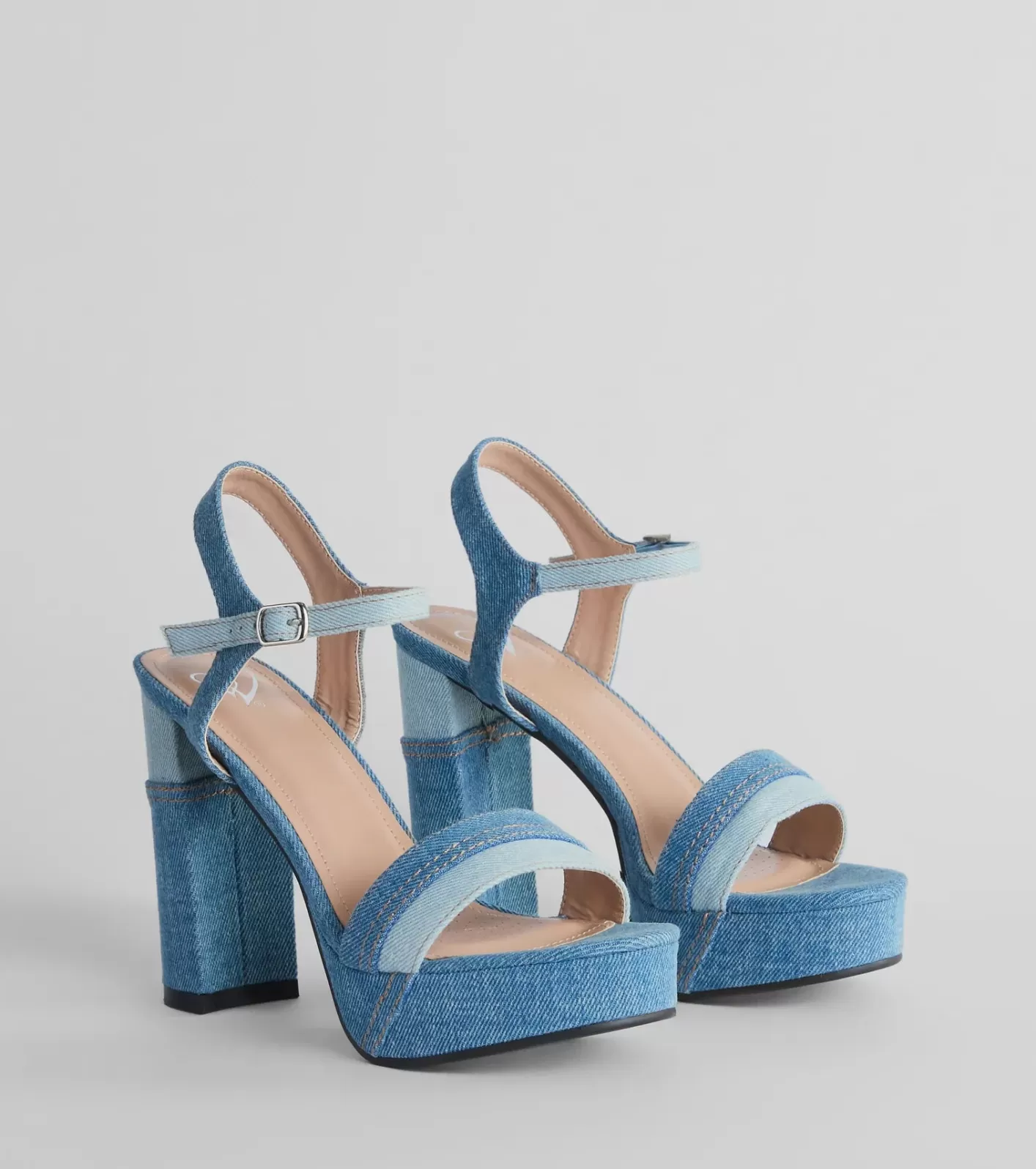 Windsor Style Quotient Platform Block Heels DENIM Best
