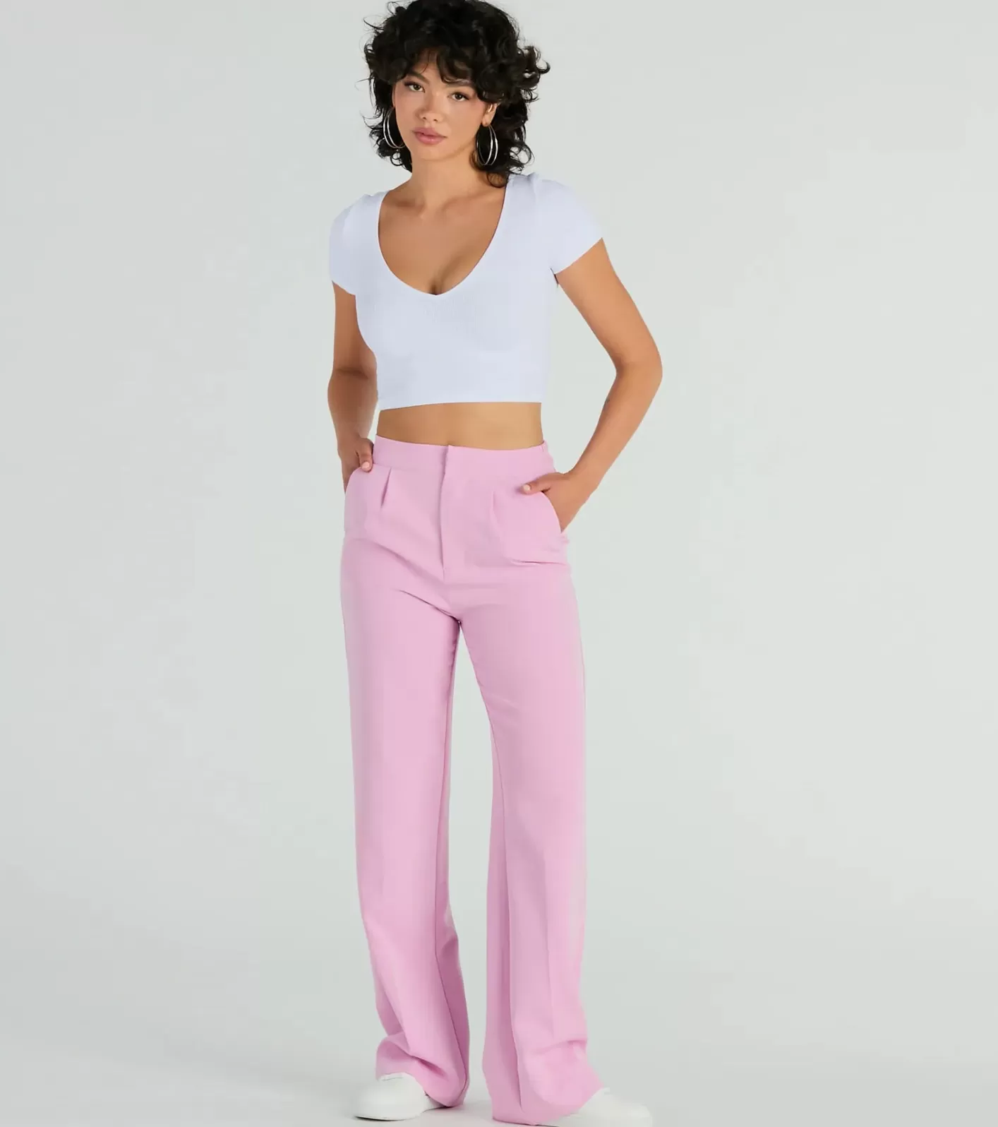 Windsor Style So Chic Straight-Leg Woven Trouser Pants PINK Discount