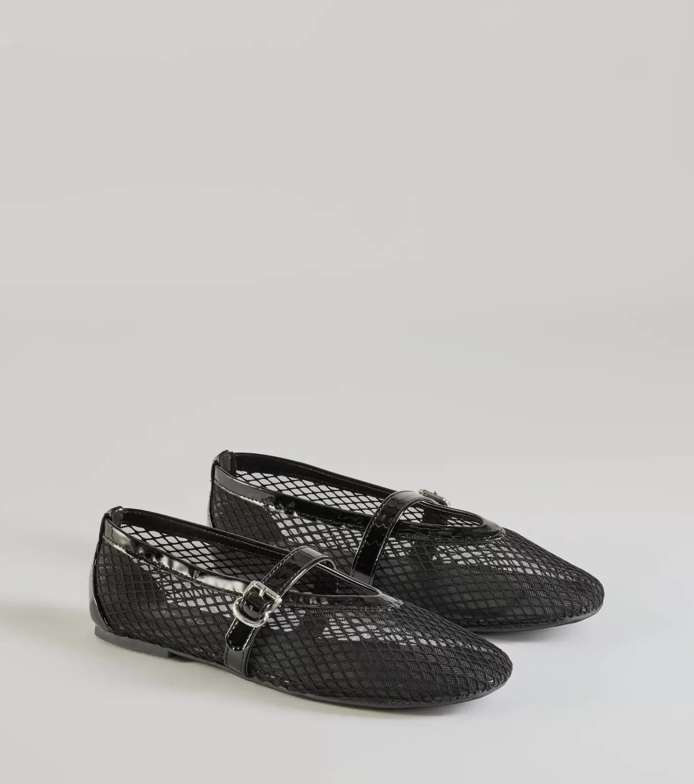 Windsor Stylish It-Girl Fishnet Ballet Flats BLACK Cheap