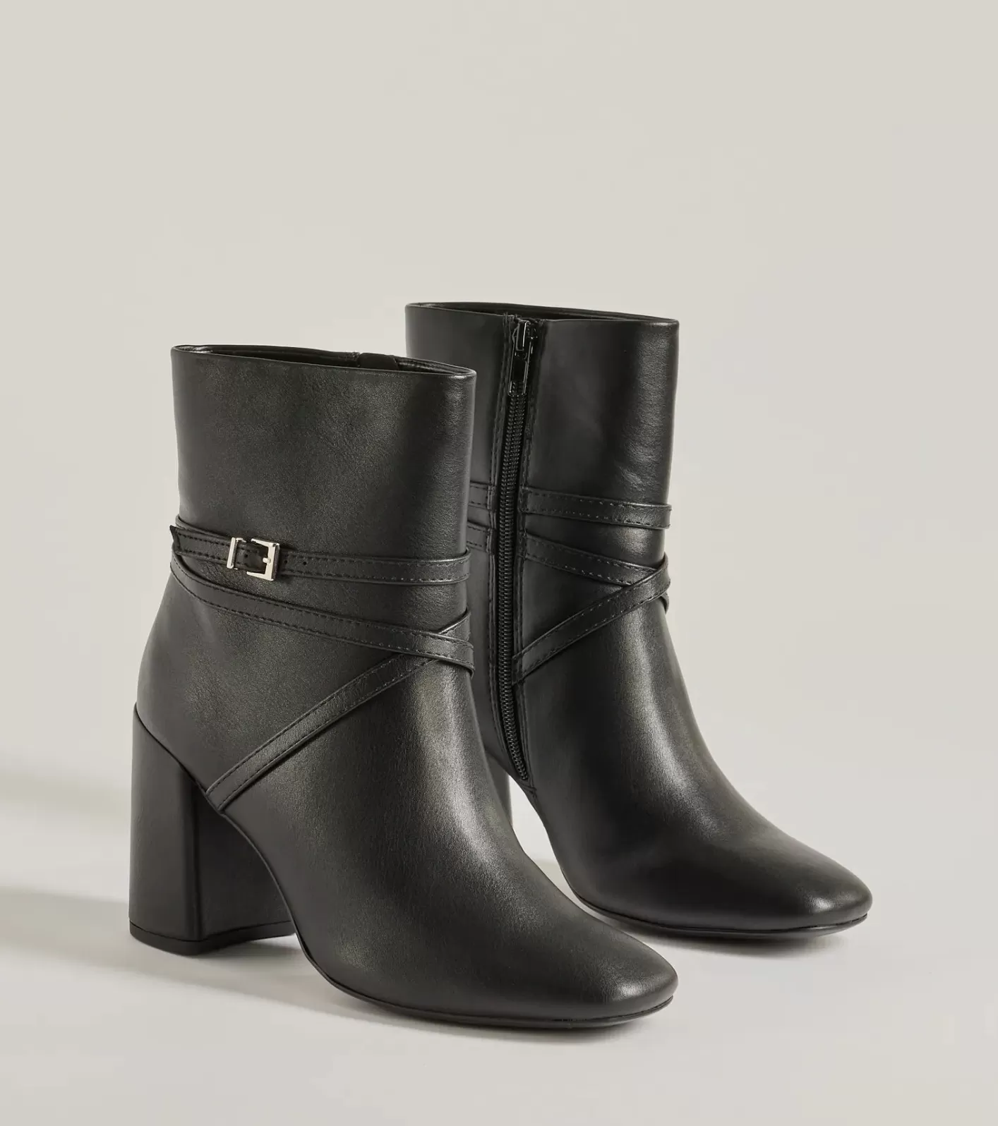 Windsor Stylish Stride Strappy Faux Leather Booties BLACK Cheap