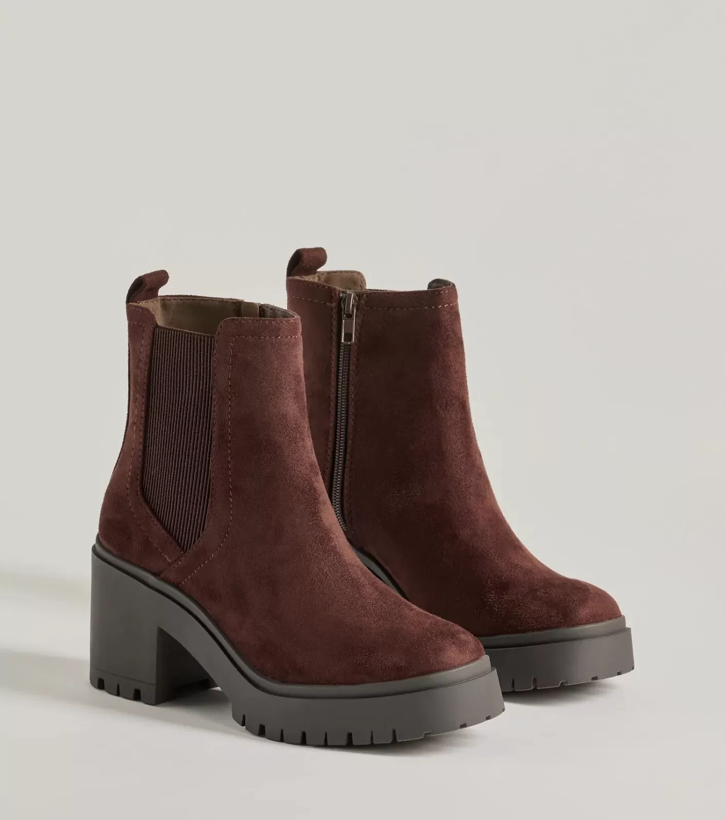Windsor Stylishly Edgy Platform Block Heel Booties BROWN Fashion
