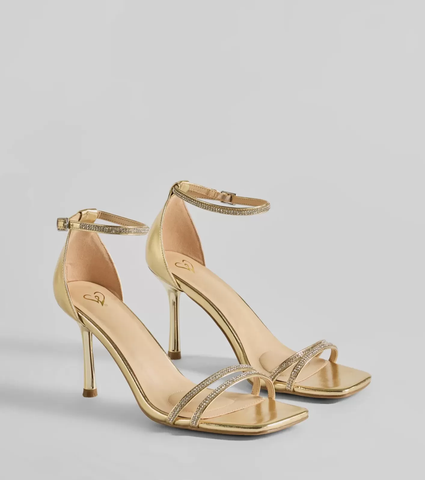 Windsor Subtle Luxe Rhinestone Metallic Stiletto Heels GOLD Best Sale