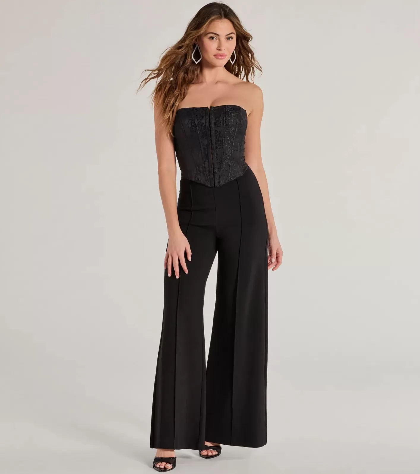 Windsor Sultry Strapless Floral Jacquard Corset Top BLACK Sale