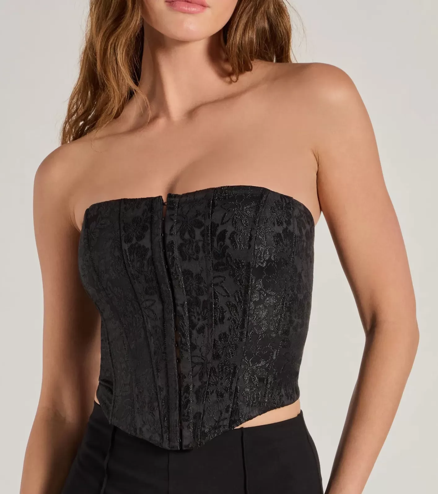 Windsor Sultry Strapless Floral Jacquard Corset Top BLACK Sale