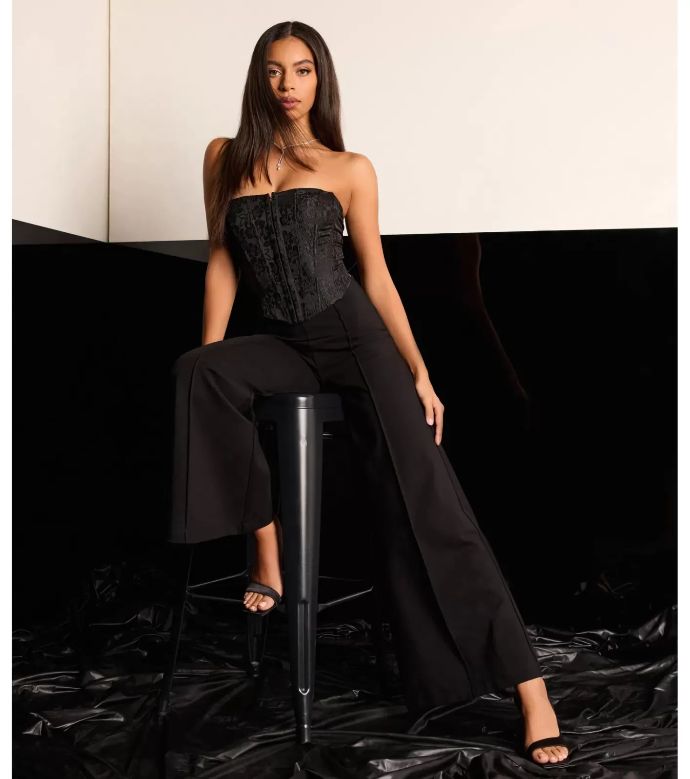 Windsor Sultry Strapless Floral Jacquard Corset Top BLACK Sale