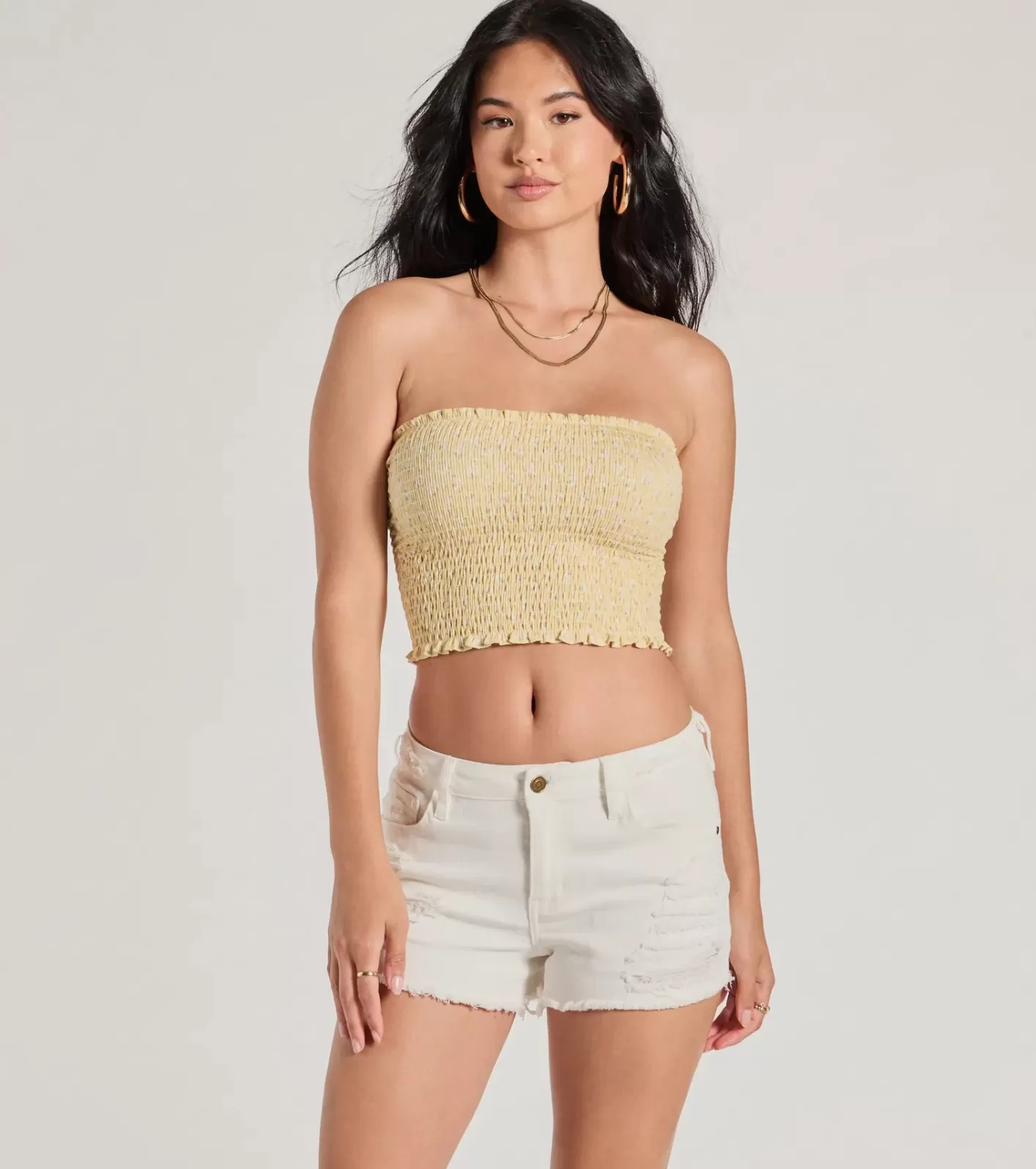 Windsor Sunshine Babe Ditsy Floral Cropped Tube Top YELLOW Flash Sale