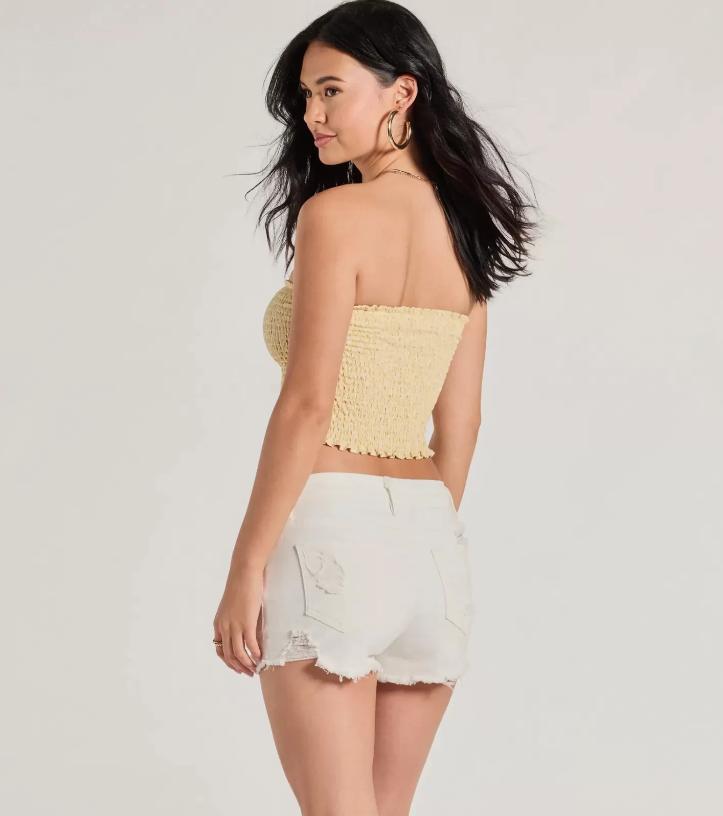 Windsor Sunshine Babe Ditsy Floral Cropped Tube Top YELLOW Flash Sale