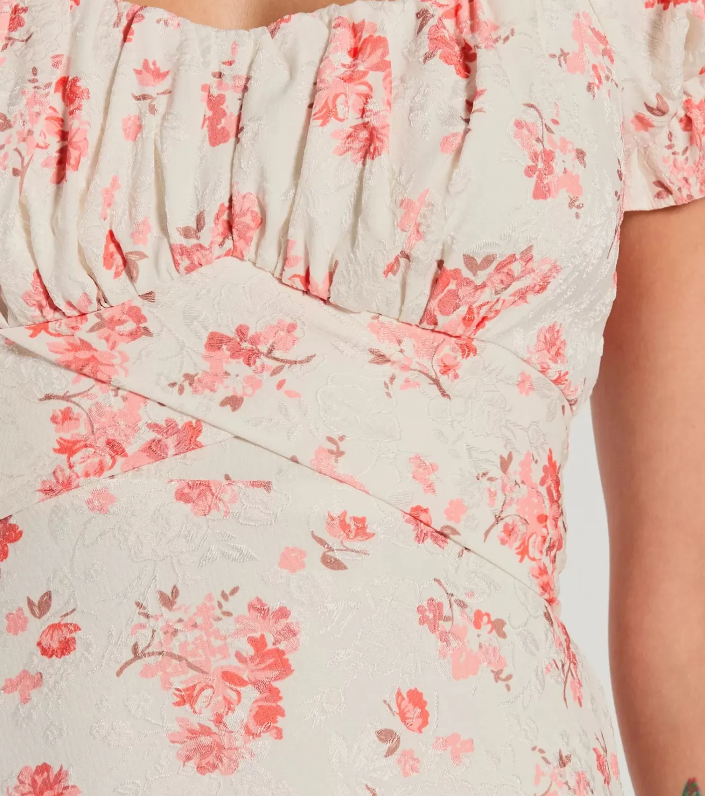 Windsor Sure To Adore Puff Sleeve A-Line Short Floral Dress IVORY Cheap