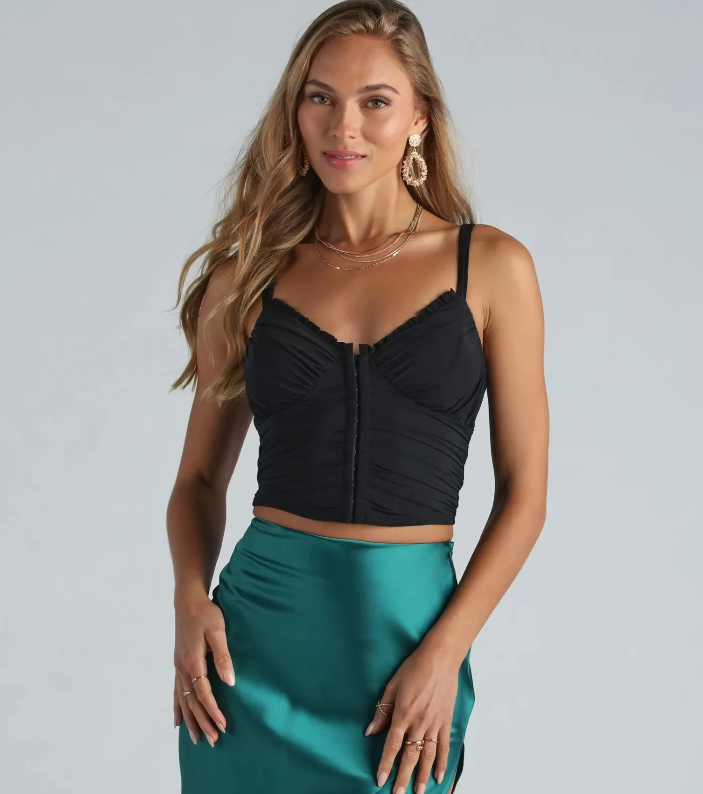 Windsor Sweet Like Honey Mesh Bustier Crop Top BLACK Best Sale