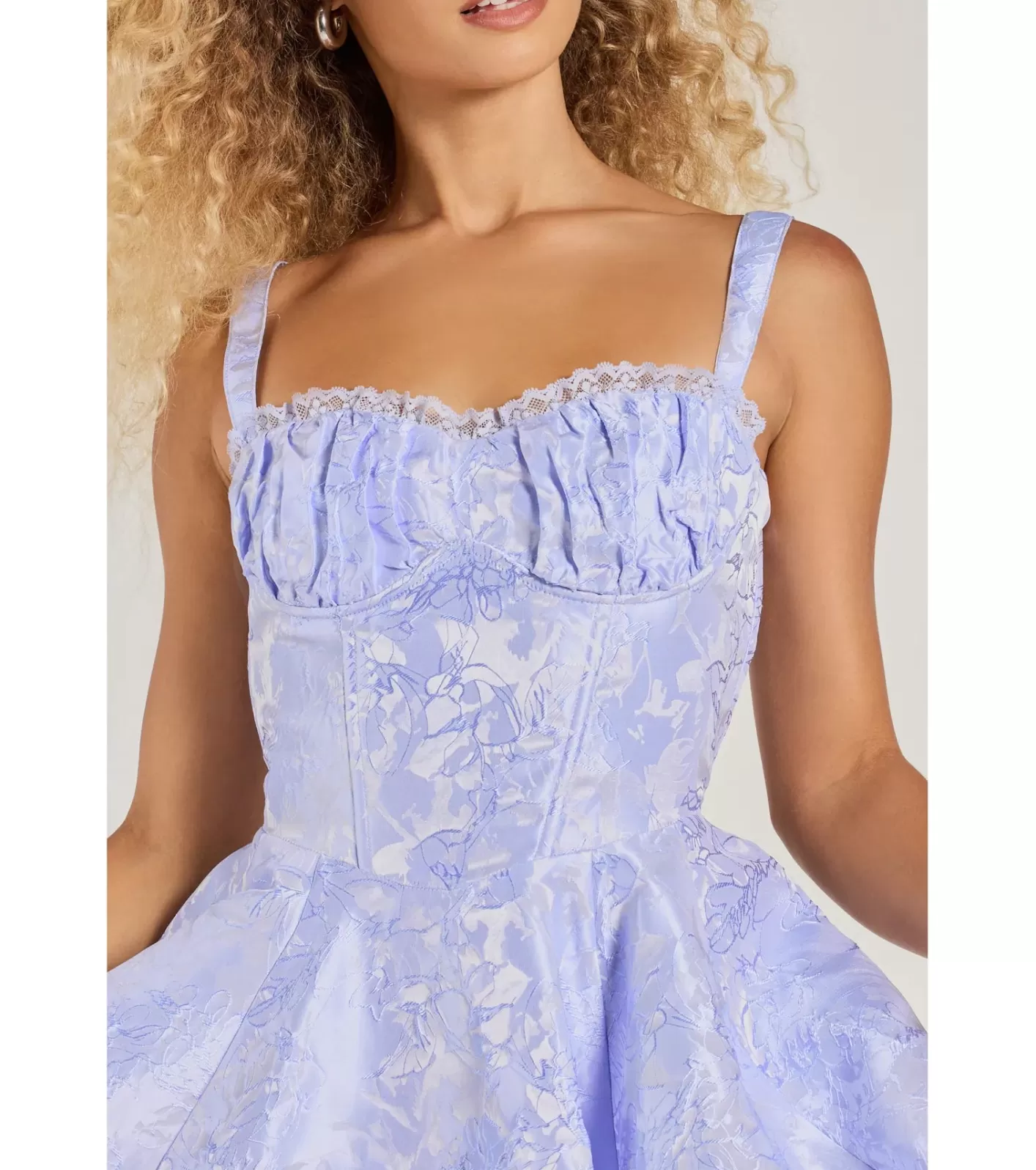 Windsor Sweet Romance Lace Trim Corset Skater Dress PERIWINKLE Flash Sale