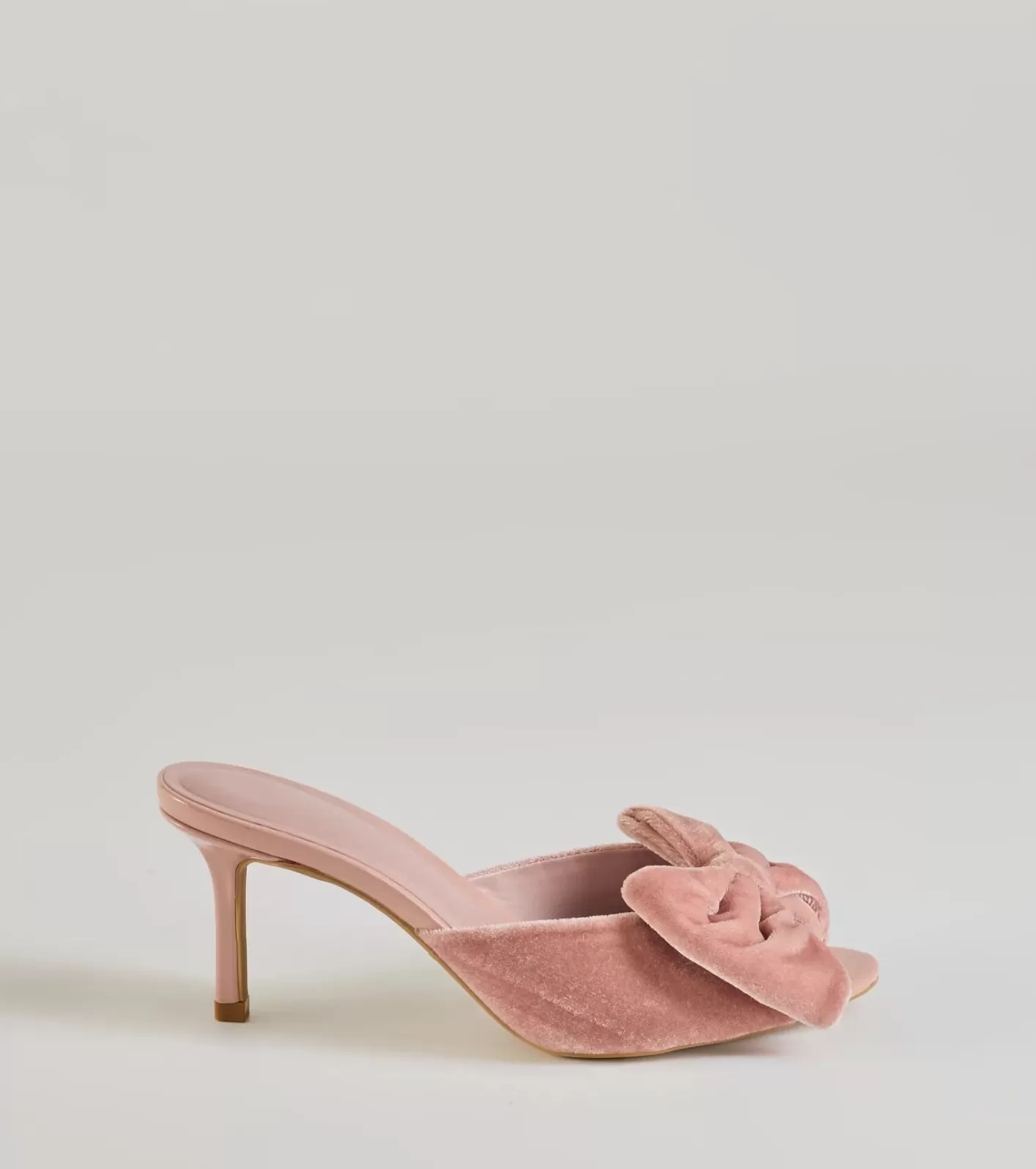 Windsor Sweet Romance Velvet Bow Stiletto Mules PINK Hot