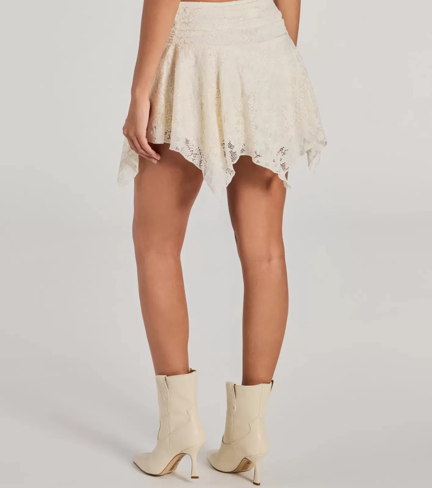 Windsor Sweetest Vibe Hanky Hem Lace Mini Skort IVORY Hot
