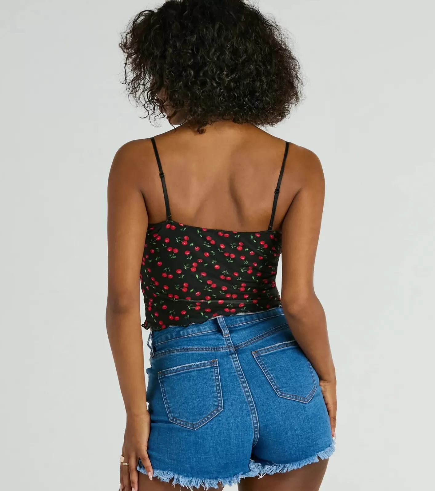 Windsor Taste Of Cherry Lace Cami Tank Top BLACK Clearance