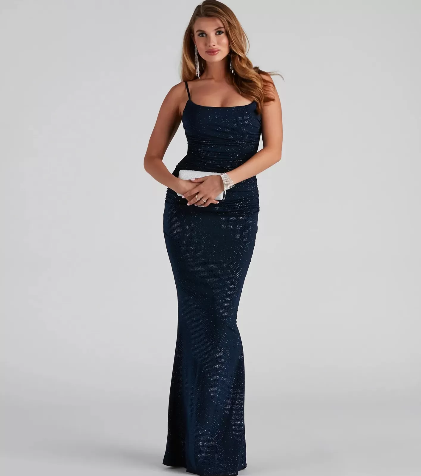 Windsor Tatum Formal Glitter Mermaid Dress NAVY Flash Sale
