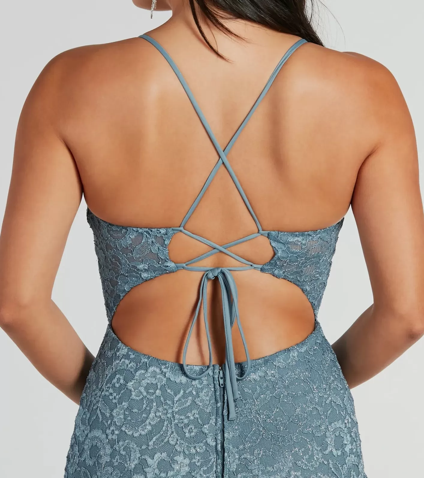 Windsor Teresa Lace Up Corset Mermaid Lace Formal Dress DENIM Online