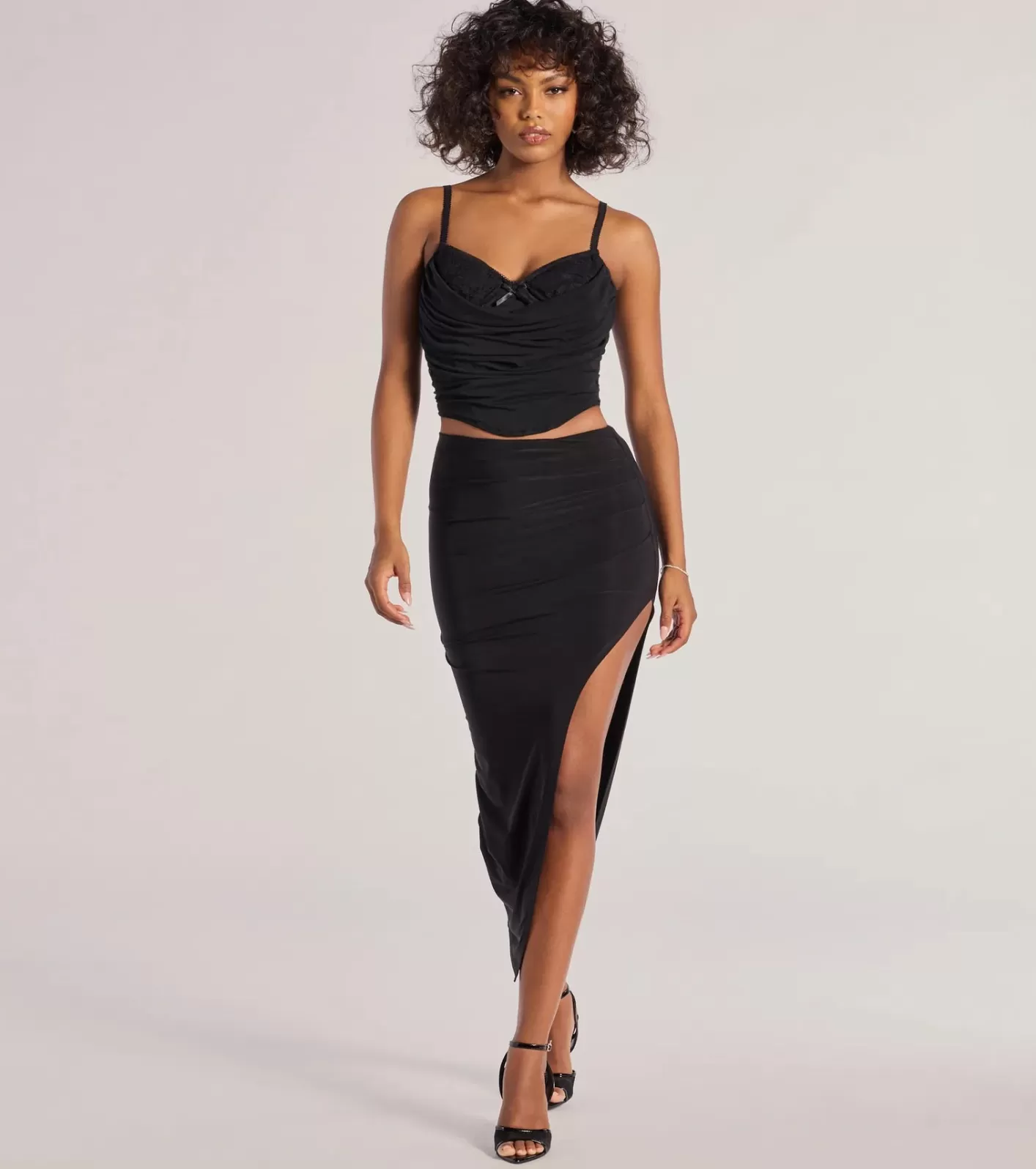 Windsor The One High-Rise Slit Maxi Skirt BLACK Cheap