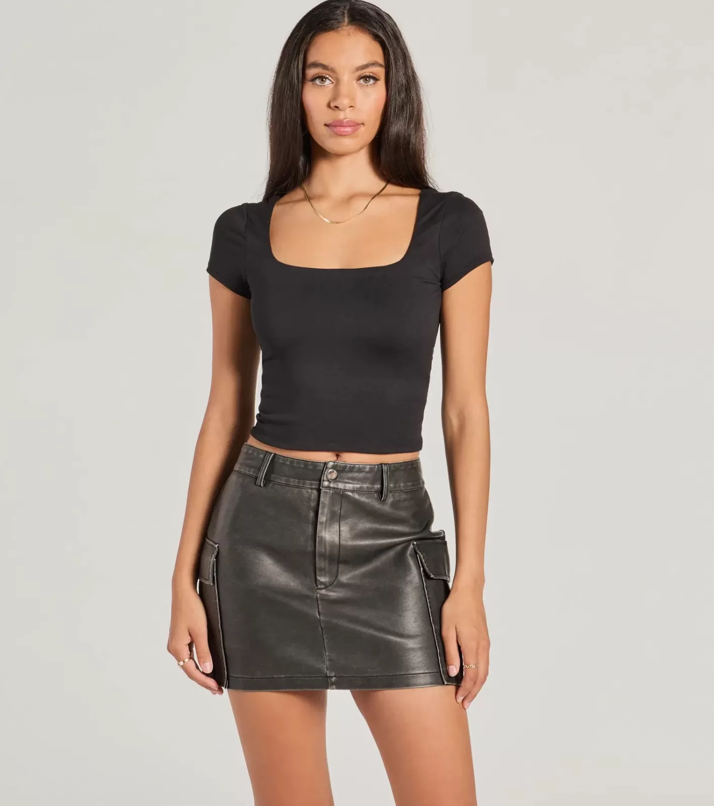 Windsor The View And You Short Sleeve Tie Back Crop Top BLACK Shop