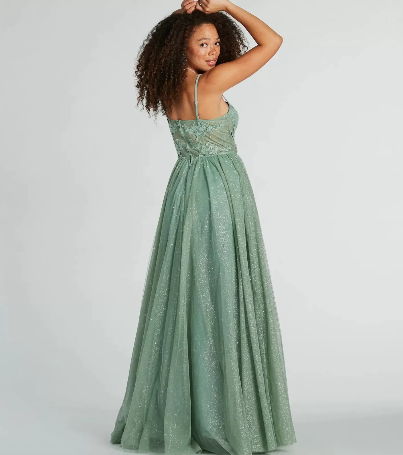 Windsor Tia Sweetheart Lace Applique A-Line Ball Gown SAGE Outlet