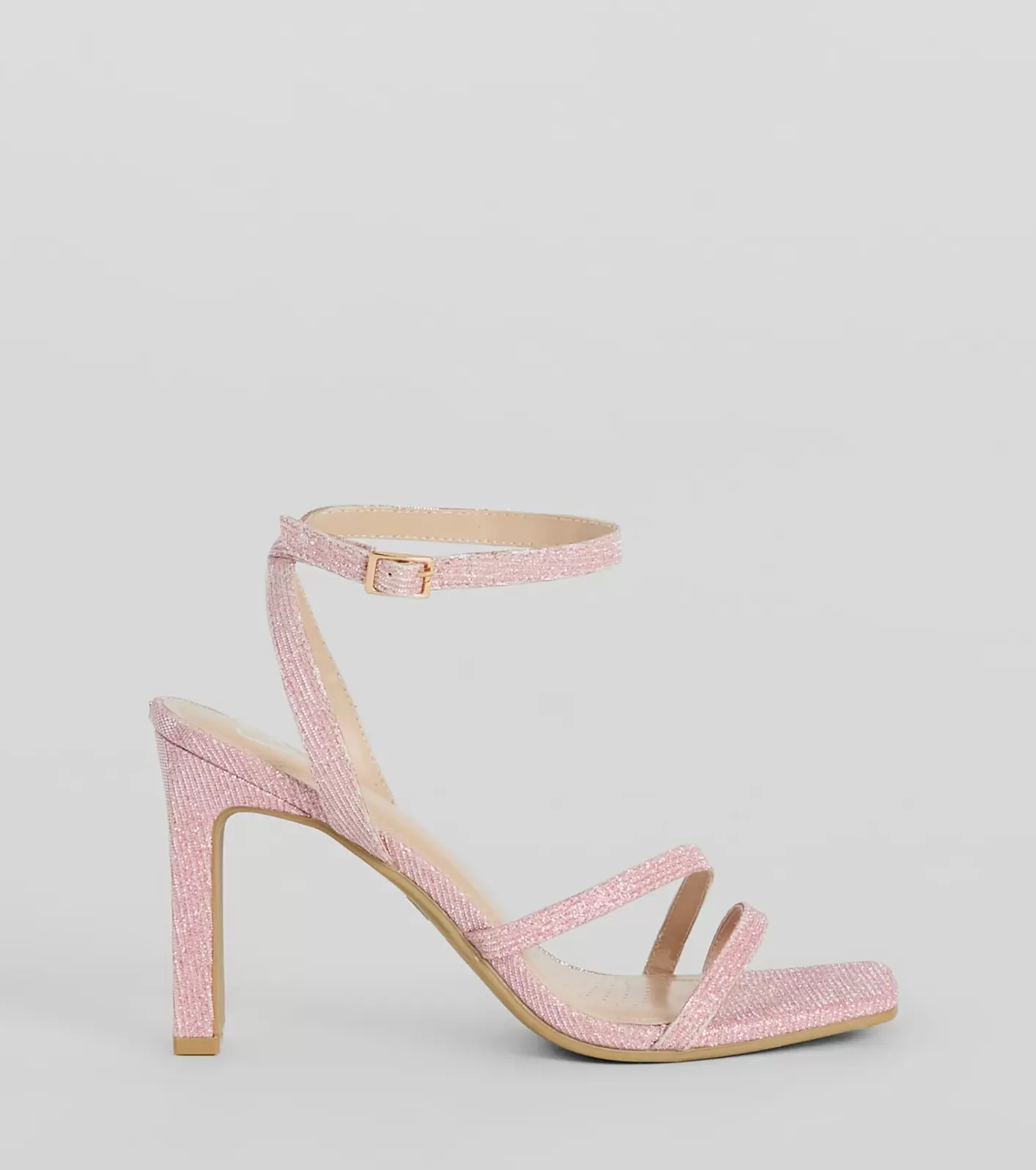 Windsor Time To Shine Glitter Strappy Block Heels PINK Fashion