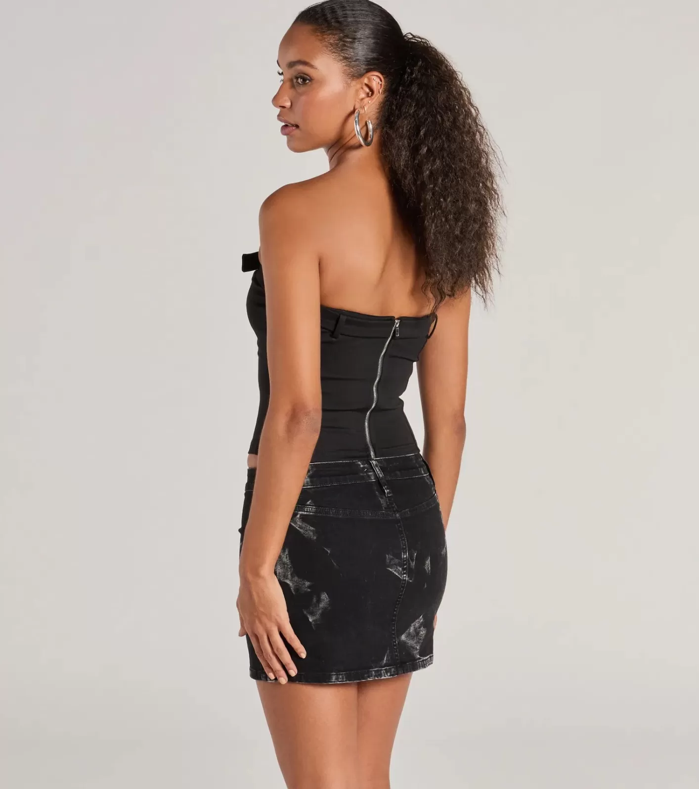 Windsor Trendy Edge Buckle Strap Tube Top BLACK Store