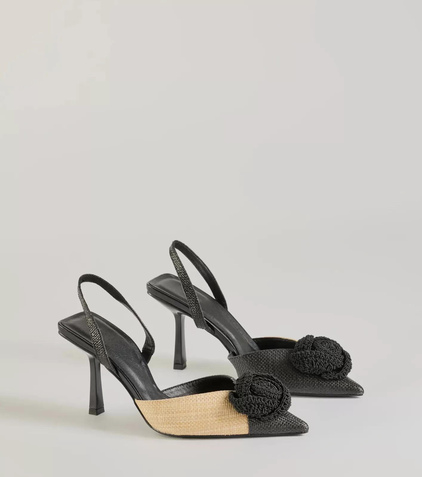 Windsor Trendy Fab Raffia Flower Stiletto Pumps BLACK Online