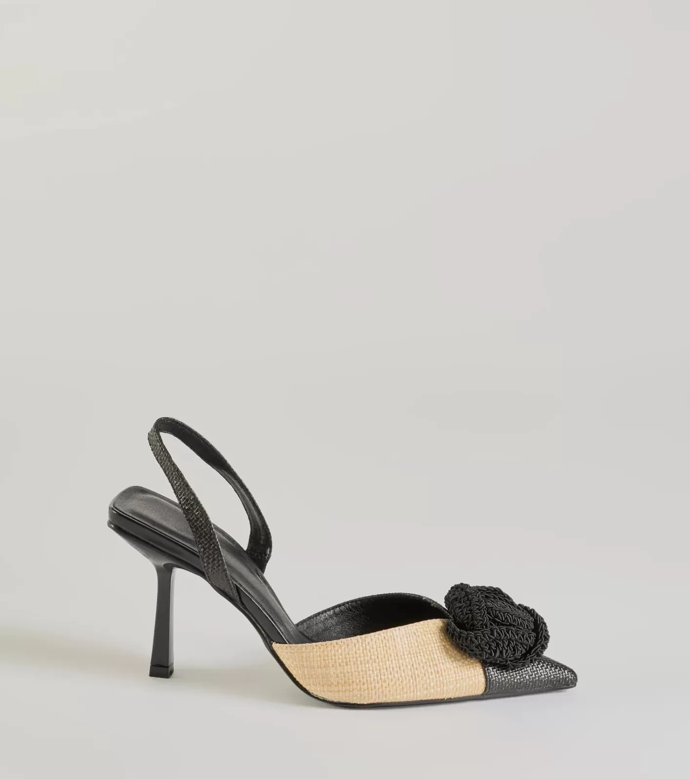 Windsor Trendy Fab Raffia Flower Stiletto Pumps BLACK Online