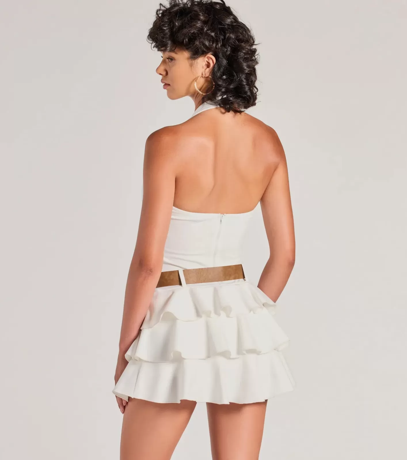 Windsor Trendy Slay Ruffled Drop Waist Romper IVORY Clearance