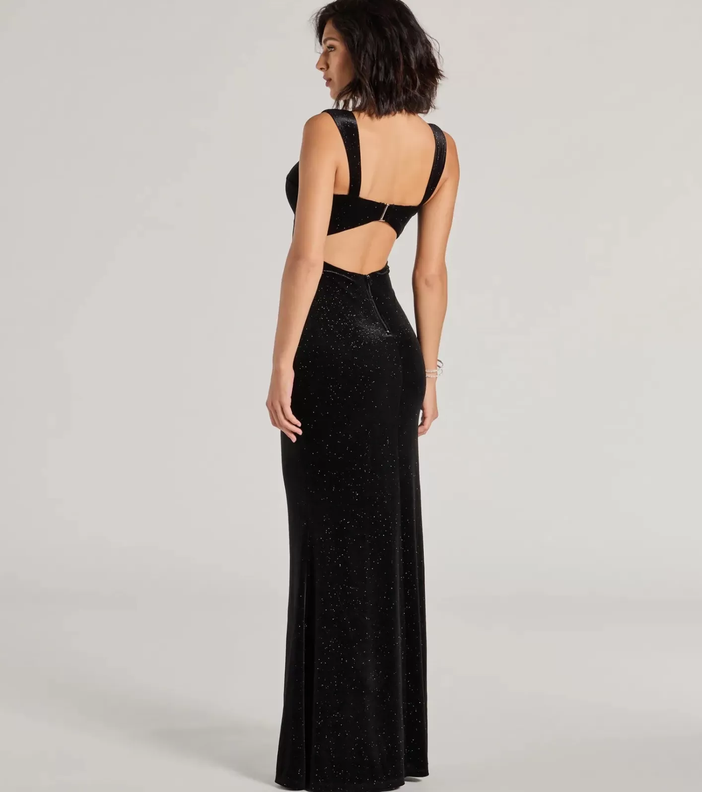 Windsor Veronica Glitter Velvet Mermaid Dress BLACK Outlet