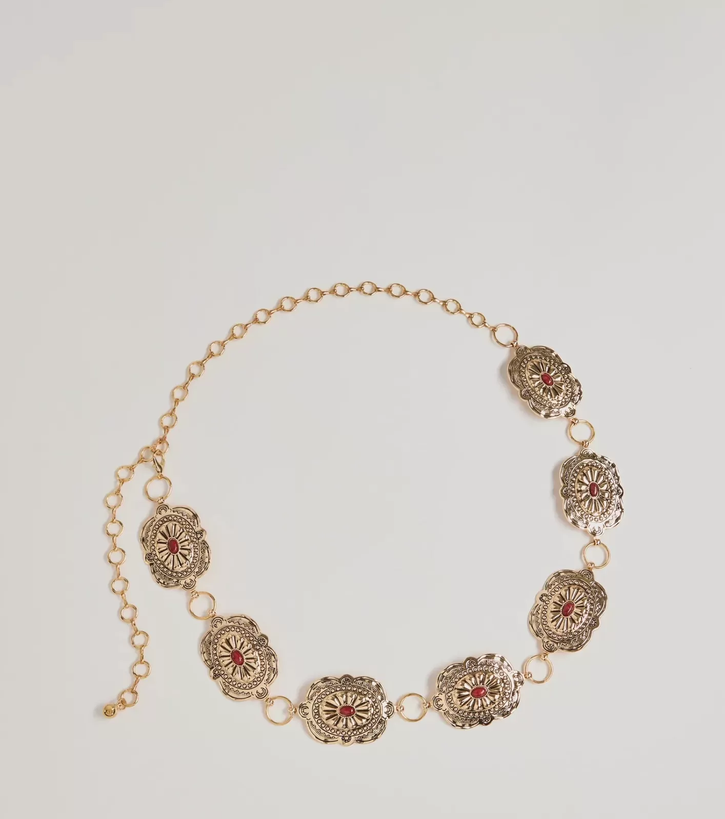 Windsor Vintage Charm Gemstone Concho Chain Belt GOLD Hot
