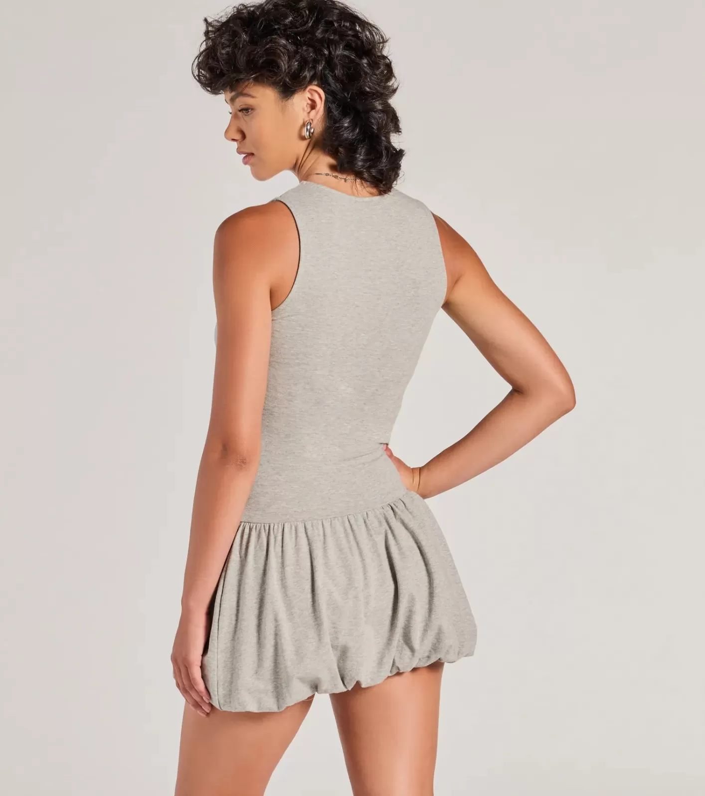 Windsor Weekend Feeling Sleeveless Bubble Hem Mini Dress HEATHERGRAY Sale