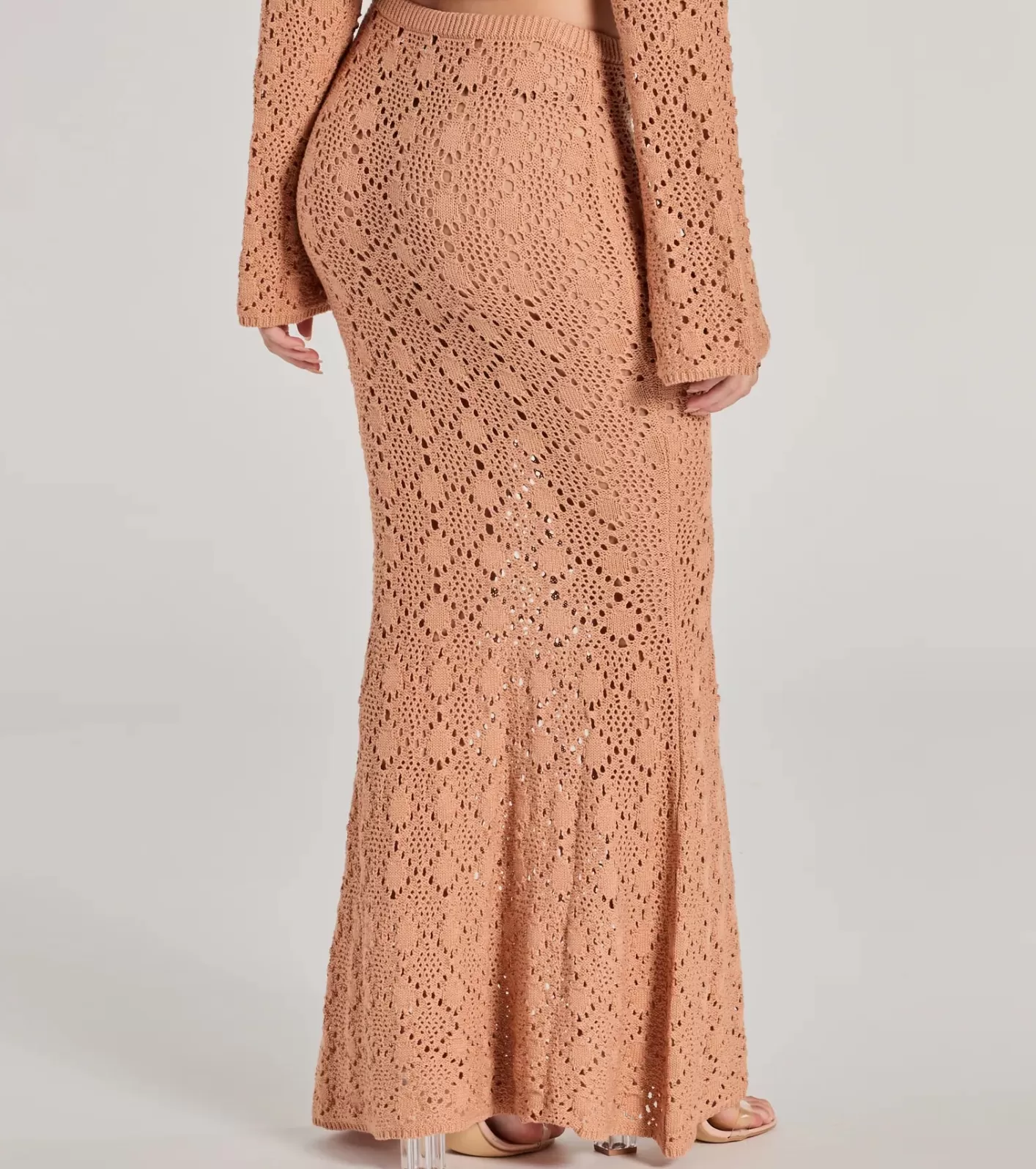 Windsor Weekend Mood Crochet Maxi Skirt BROWN Sale