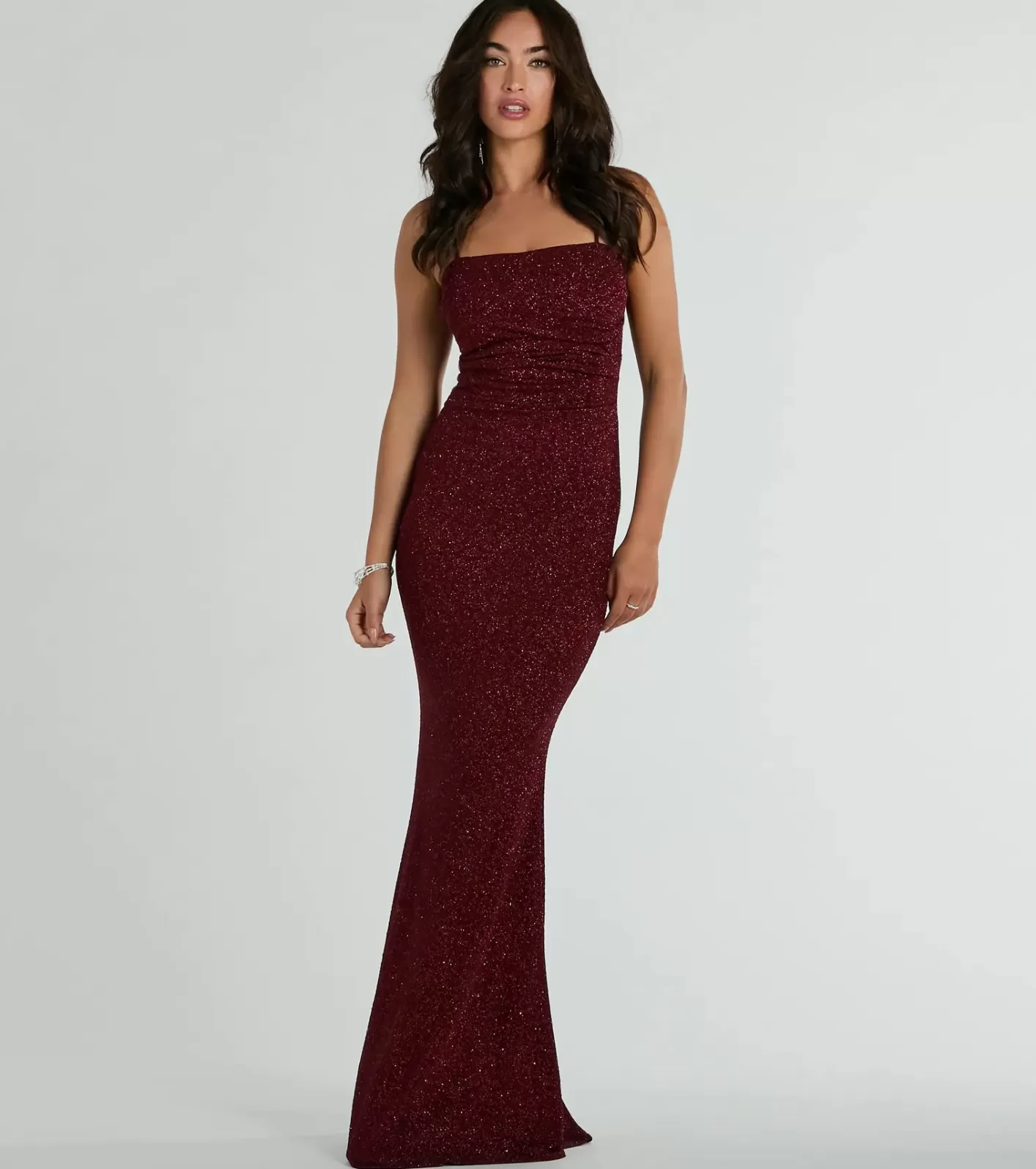 Windsor Wendy Sleeveless Mermaid Glitter Formal Dress WINE Best