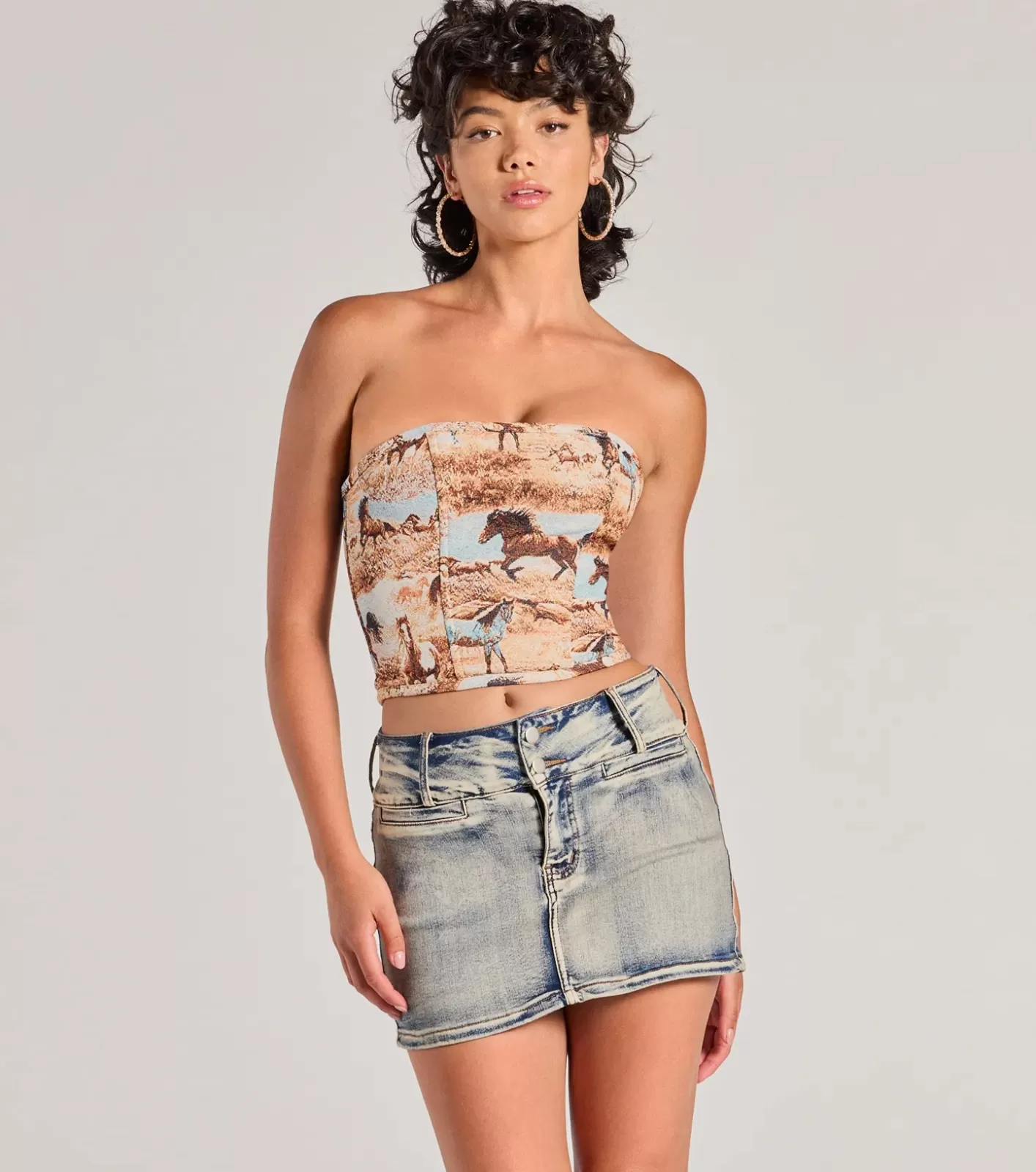 Windsor Western Chic Horse Tapestry Corset Top MULTI Store