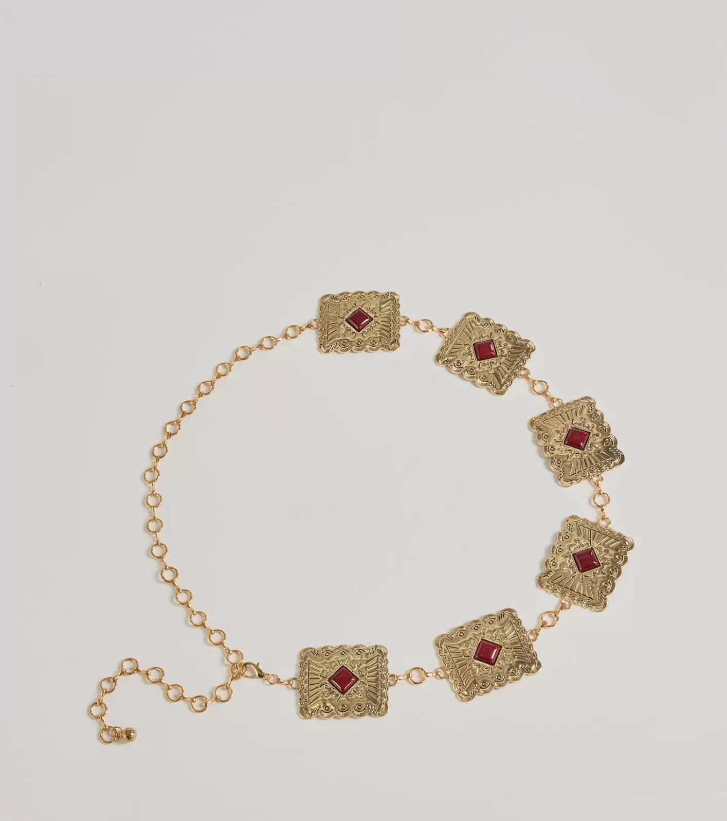 Windsor Western Vibes Colored Stone Chain Belt GOLD Hot