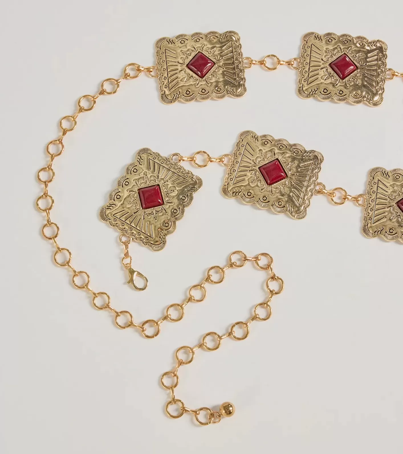 Windsor Western Vibes Colored Stone Chain Belt GOLD Hot